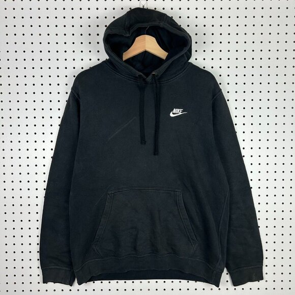 Nike Sportswear NSW Black Hoodie‎ Sweatshirt Size Medium Swoosh Logo Y2K Goth - Picture 2 of 6